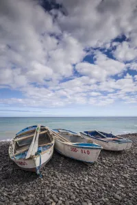 Prints of Spain, Canary Islands, Fuerteventura Island, Pozo Negro, fishing boats Images Dated 2019 November: Spain, Canary Islands, Fuerteventura Island, Pozo Negro, fishing boats