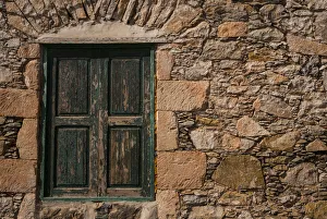 Images Dated 11th November 2019: Spain, Canary Islands, Fuerteventura Island, Pajara, stone wall and window detail