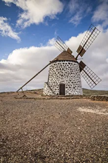 Images Dated 11th November 2019: Spain, Canary Islands, Fuerteventura Island, La Oliva, traditional windmill