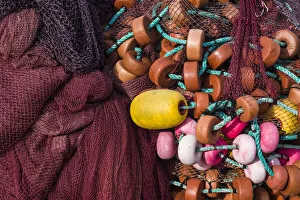 Prints of Spain, Canary Islands, Gran Canaria Island, Arguineguin, fishing nets Images Dated 2019 November: Spain, Canary Islands, Gran Canaria Island, Arguineguin, fishing nets