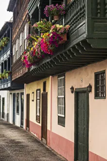 Prints of Spain, Canary Islands, La Palma Island, Santa Cruz de la Palma, traditional Canarian house balconies Images Dated 2019 November: Spain, Canary Islands, La Palma Island, Santa Cruz de la Palma