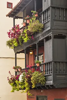 Prints of Spain, Canary Islands, La Palma Island, Santa Cruz de la Palma, traditional Canarian house balconies Images Dated 2019 November: Spain, Canary Islands, La Palma Island, Santa Cruz de la Palma