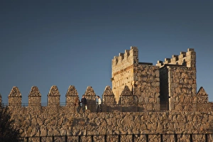 Images Dated 8th October 2011: Spain, Castilla y Leon Region, Avila Province, Avila, Las Murallas, town walls, sunset