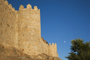 Images Dated 8th October 2011: Spain, Castilla y Leon Region, Avila Province, Avila, Las Murallas, town walls, sunset