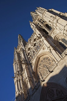Spain, Castilla y Leon Region, Burgos Province, Burgos, Burgos Cathedral, sunset