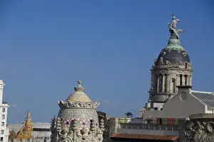 Images Dated 30th May 2008: Spain, Catalonia, Barcelona. Barcelona roof top views from Casa Batllo