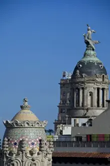 Spain, Catalonia, Barcelona. Barcelona roof top views from Casa Batllo