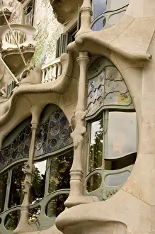 Spain, Catalonia, Barcelona. Gaudis Casa Batllo (1906) lavish baroque bones
