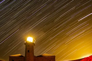 Balearic Island Prints: Spain, Menorca, Punta Nati, star trails