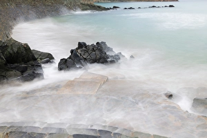 Formation Prints: Spain, Playa de Aguilar. Rock formations on ocean shore