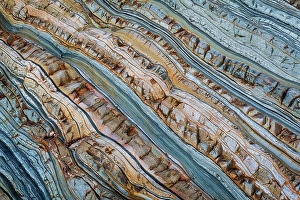 Bill Young Prints: Spain, Playa del Silencio. Close-up of patterns. in rock layers