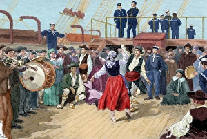 Dance Prints: Spanish emigrants on board a ship heading toward Argentina