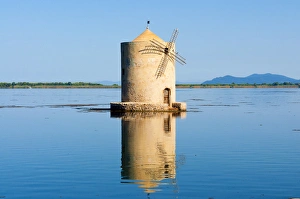 The spanish windmill on the lagoon of Orbetello, Orbetello, Grosseto province, Maremma