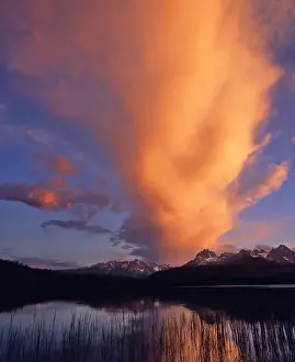 Sawtooth Prints: Spectacular sunrise clouds over Little Redfish Lake in the Sawtooth Range of Idaho
