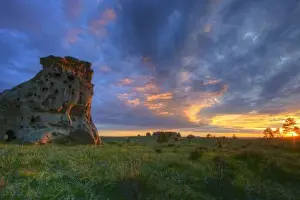 Ekalaka Prints: Spectacular sunset skies at Medicine Rocks State Park near Ekalaka, Montana, USA