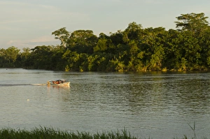 Speed boat, Napo River, Amazon Rainforest, ECUADOR. South America Speed boat, Napo River, Amazon Rainforest, ECUADOR. South America