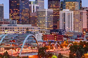 Skyline Prints: Speer Boulevard bridge leads to downtown Denver Colorado