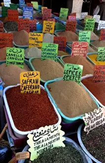 Images Dated 16th January 2021: Spice market with spices for sale in Gabes market in Tunisia Africa