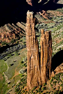 Spider Rock Viewpoint and Canyon de Chelly River. Canyon de Chelly National Monument
