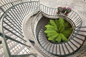 Staircase Prints: Spiral staircase at the Embarcadero Center in downtown San Francisco, California, USA