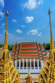 Images Dated 25th April 2024: Spires main hall Loha Prasat, Wat Ratchanatdaram