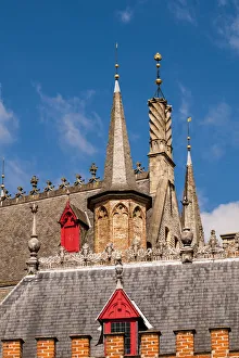 Belgium Prints: Spires and steeples in Bruges, West Flanders, Belgium