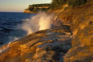 National Lakeshore Prints: Splashing Wave on Gerlachs Point; Pictured Rocks National Lakeshore; Munising