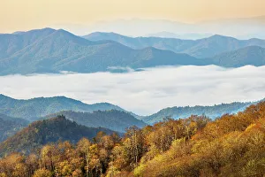 North Carolina Prints: Spring morning and river of mist in Deep Creek Valley