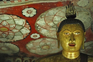 Golden Prints: Sri Lanka, Dambulla, Dambulla Cave Temple, face of Buddha