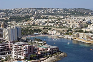Malta Prints: St. George Bay, Aerial View, Malta Island, Republic of Malta