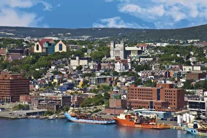 Images Dated 26th June 2009: St. Johns, Newfoundland, Canada, the coastline of traditional Jelly Bean houses
