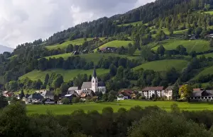 Images Dated 26th October 2020: St Lorenzo village in Murau Austria with beautiful green mountains in this alpine setting