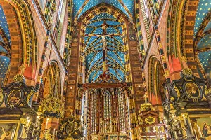 Stained Glass Prints: St. Mary's Basilica, Krakow, Poland