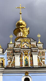 Asia Gallery: St. Michaels Golden-Domed Monastery, Steeple Spire Facade, Kiev, Ukraine