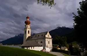 Images Dated 21st October 2020: St Stephan Church and village of Niederdorf in Dolomites of Italian alpine area of Italy