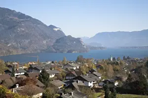 Salzkammergut Prints: St. Wolfgang, Upper Austria, Austria - High angle view of a residential area near
