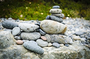 Coastal Scenic Prints: Stacked rocks on Sand Dollar Beach, Los Padres National Forest, Big Sur, California