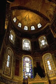 Stained Glass Windows and Artwork on the walls and ceilings of Hagia Sophia, Istanbul