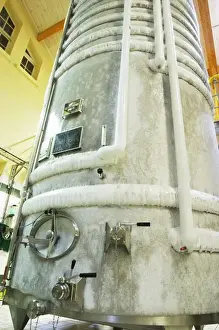 Champagne Prints: A stainless steel fermentation tank with still wine undergoing cold stabilization