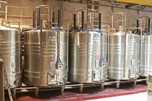Room Prints: Stainless steel fermentation tanks with on top equipement for doing pigeage