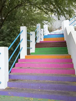 Dry Season Prints: Stairs leading up to Plato. The capital Praia on the Ilha de Santiago, Cape Verde