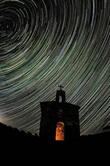 Yakima Valley Prints: Star trail over the stone chapel at Red Willow Vineyard. (PR)