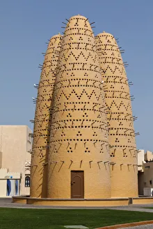 Ad Dawhah Prints: State of Qatar, Doha. Katara Pigeon Towers. Built in 2006-2007 of adobe, clay