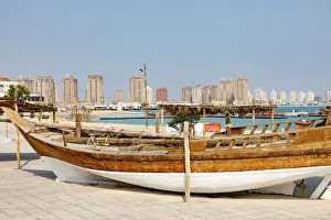Cityscapes Collection: State of Qatar, Doha. Traditional dhow