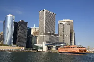 Manhattan Prints: Staten Island Ferry docked near Battery Park in Lower Manhattan