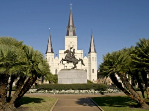 Hero Prints: Statue of Andrew Jackson with Saint Louis Cathedral, New Orleans, Louisiana