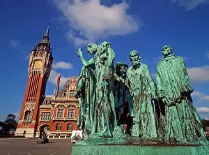 Hero Prints: Statue Burghers of Calais by Rodin, Hotel de Ville (town hall), Calais