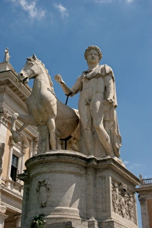 Latium Prints: Statue of Castor and Pollux. Pizza Campidoglio. Rome. Italy