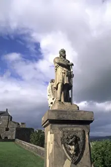 Scot Land Prints: Statue of famous warrior King Robert the Bruce in 1314 at Stirling Castle in Stirling
