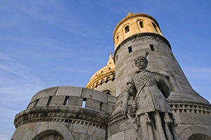 Images Dated 29th June 2007: Statue at Fishermens Bastion next to Matyas Church, Castle Hill, Buda side of Central Budapest